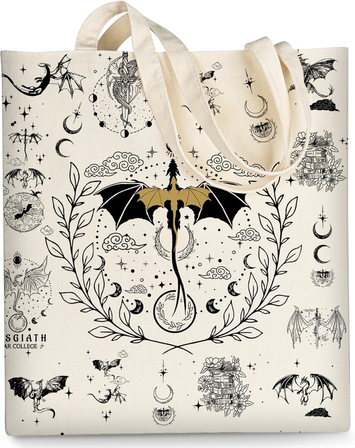 AUSVKAI Canvas Tote Bag Aesthetic for Women, Fourth Wing Reusable Grocery Bag 4th Wing Cotton Bags for Shopping Beach Trendy Retirement Gifts