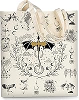 Vista 9 de AUSVKAI Bolsa de lona estética para mujer, lindas bolsas de algodón reutilizables de tela para compras, playa, comestibles, Libro de flores de gato