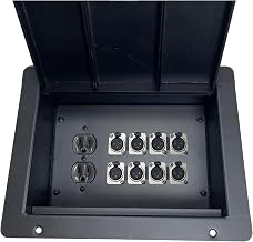 Made in The USA PROCRAFT Pocket Plus Recessed Stage Pocket/Floor Box with AC Duplex Power/Any Channel Configuration/Solder Style Connectors (1 DUP 8 XLR Female, Gap Lid)