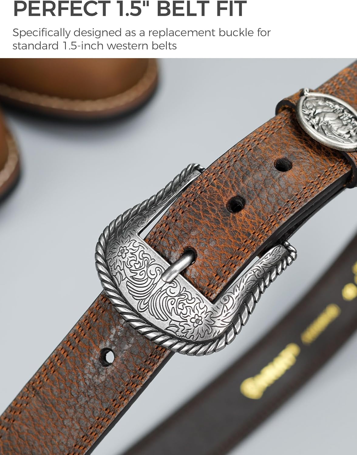 Western Belt Buckle - 1.5" Retro Cowboy Replacement Belt Buckle for Men & Women - Image 4