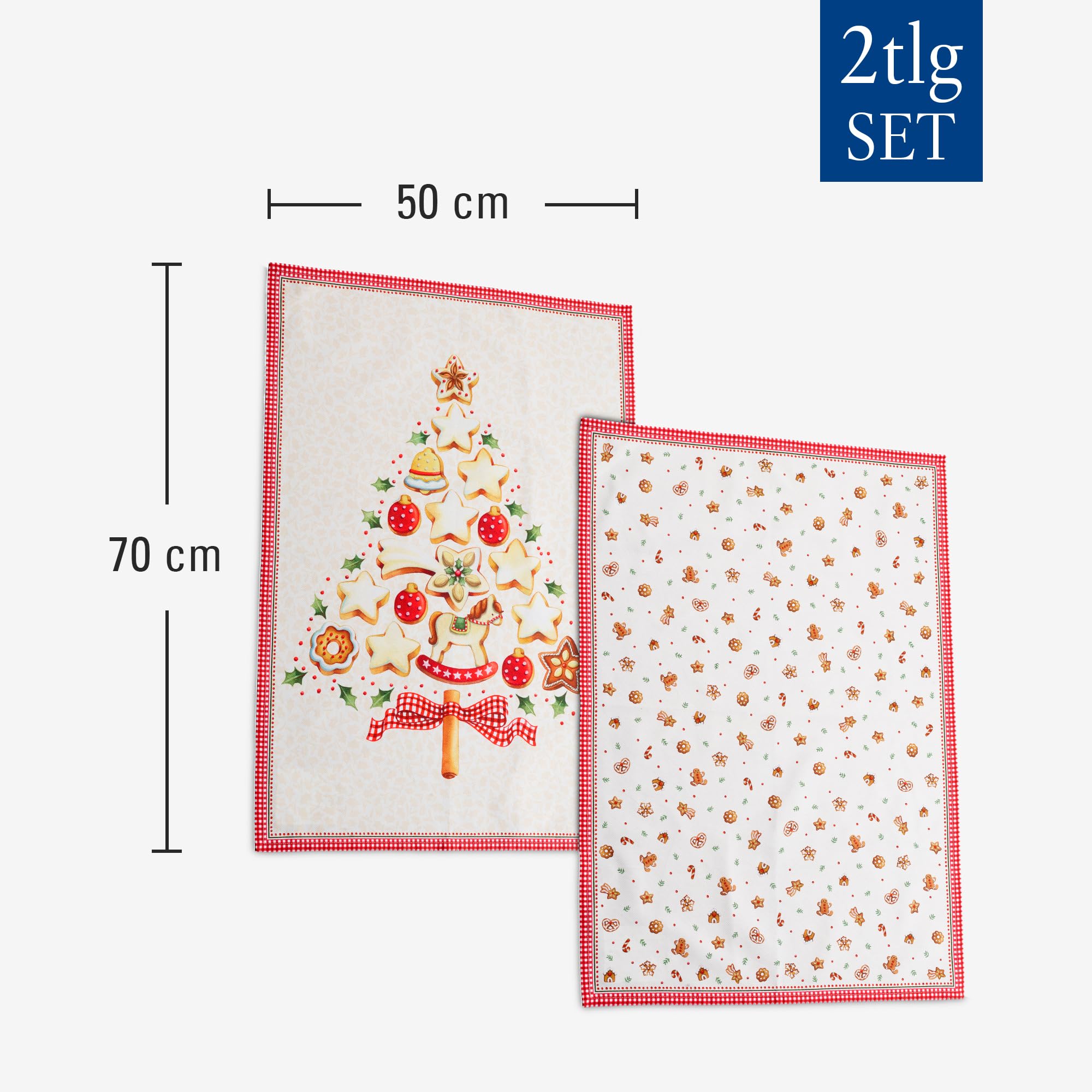 Villeroy & Boch Zestaw ręczników do herbaty Winter Bakery Delight, 2 szt., dekoracyjne ściereczki z motywami świątecznymi, z bawełny, wielokolorowe, 50 x 70 cm