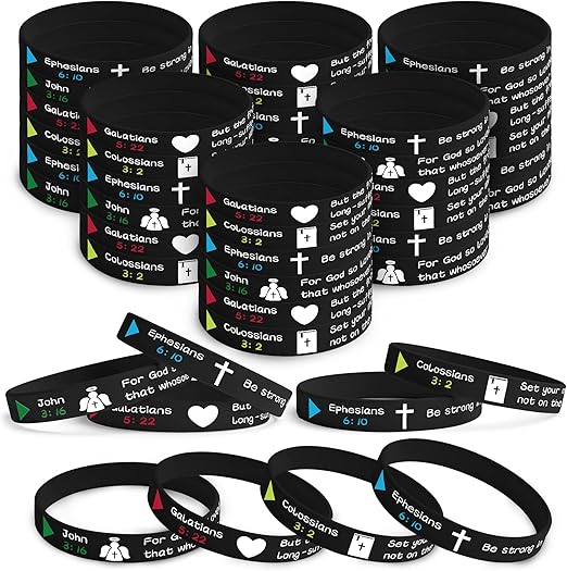 Pack 32 Christian Silicone Bracelet Bible Verse Wristband