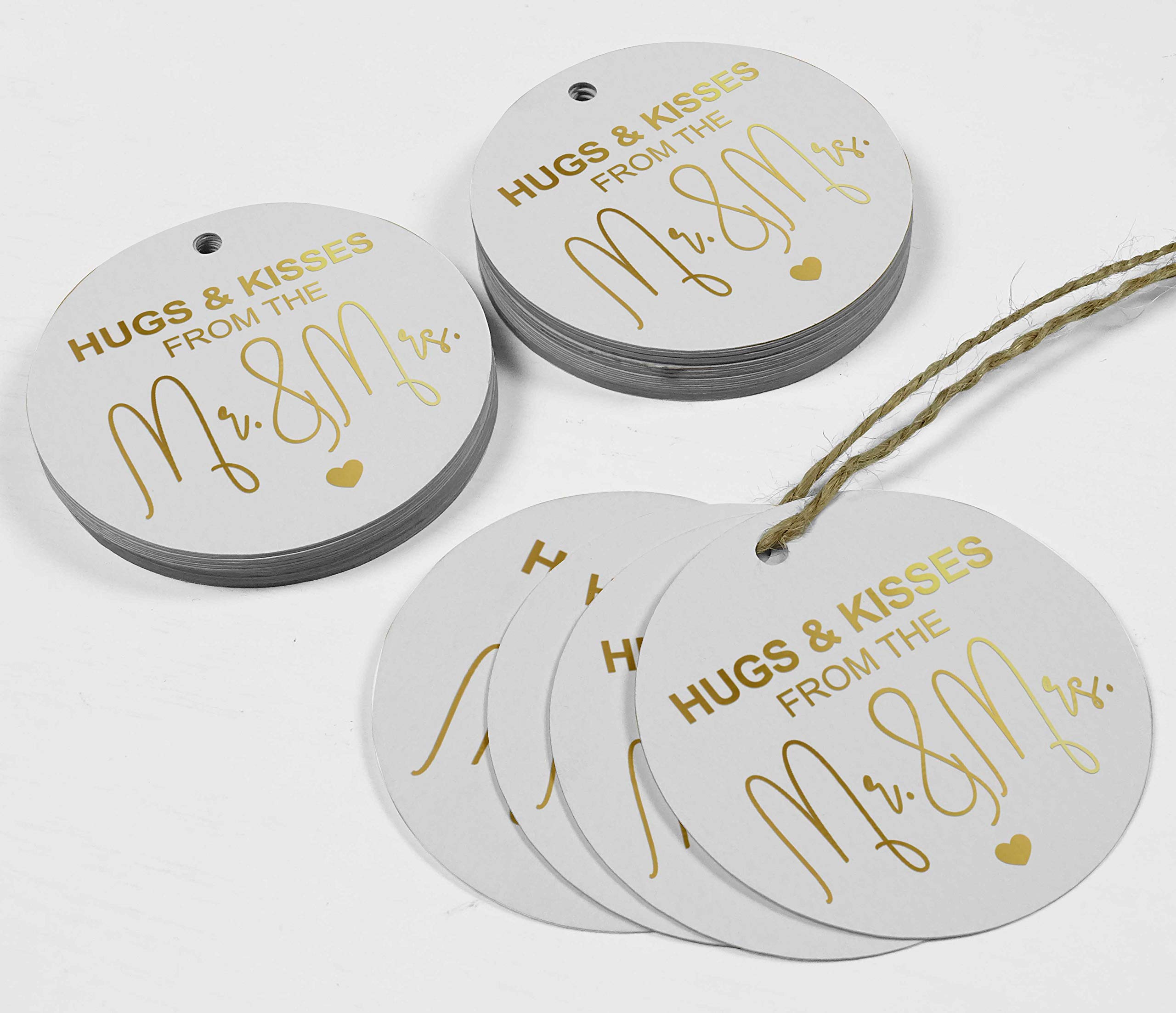 Inkdotpot Paquete De 100 Real Oro Rosa Etiquetas De Papel De Aluminio Abrazos Y Besos Del Sr. Y La Sra Boda Favor Colgar Etiquetas