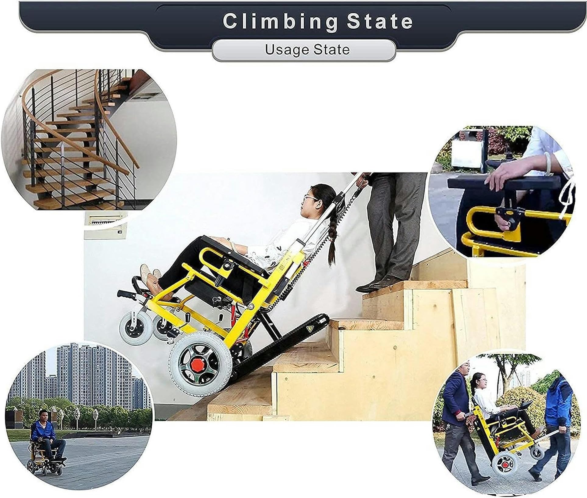 2 en 1 Fauteuil Roulant éLectrique + Monte-Escalier sur Chenilles, Endurance : 40 Km + Escaliers : 1500 Marches, Capacité De Charge De 133 Kg, pour Les Escaliers âGéS
