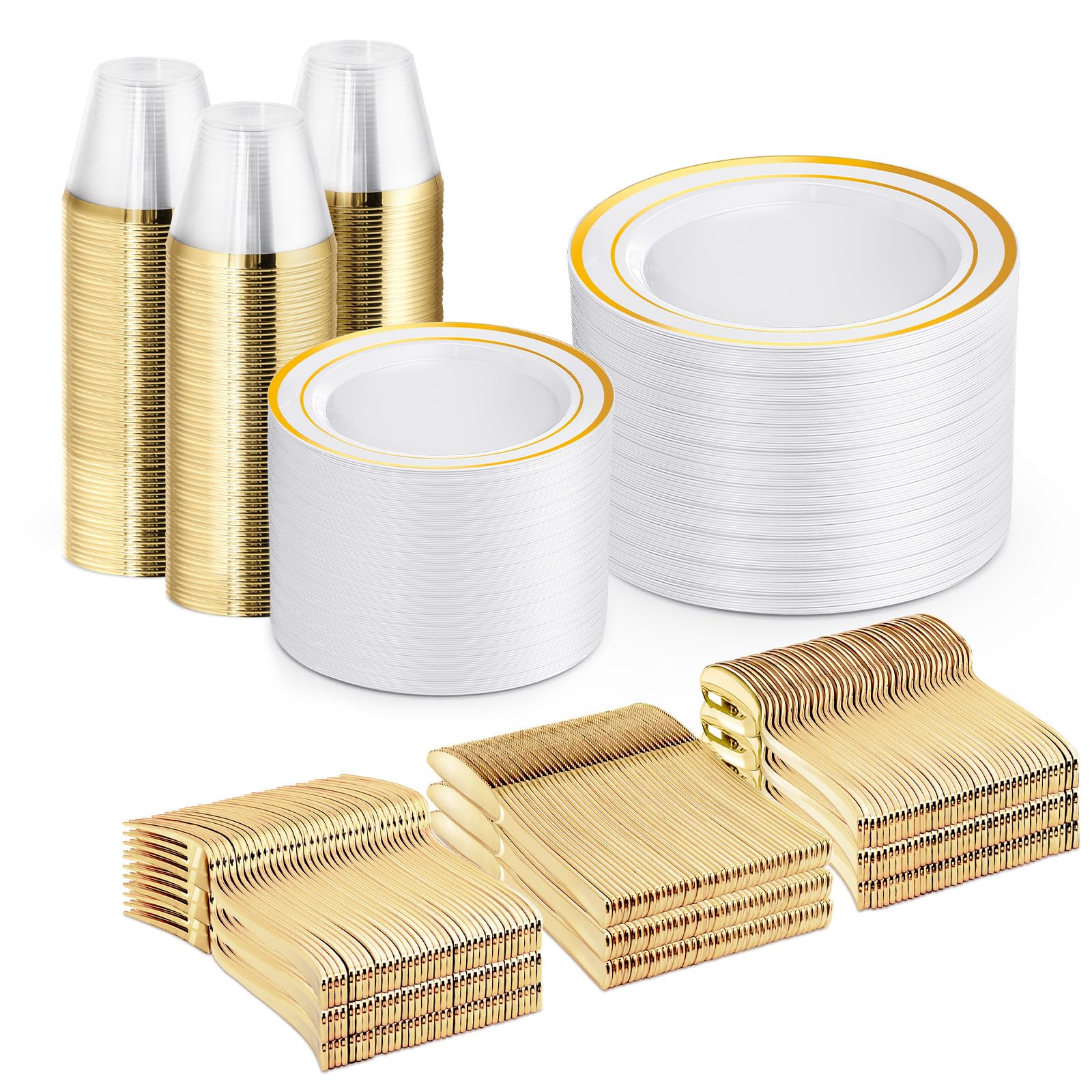 WELLIFE Silver Disposable Dinnerware Set - 600 Piece -23