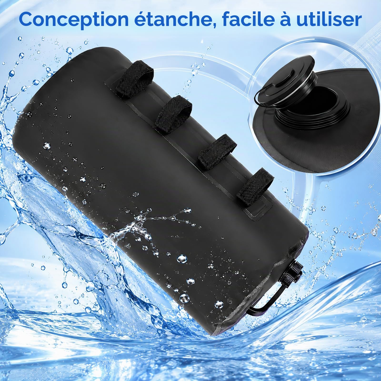 Lot de 4 Poids pour Tonnelle, 20L PVC 500D Sacs Lestage à Eau pour tentes Poids à Eau Portables pour Tonnelles Pliantes avec 4 Sangles Sacs Sable pour Pieds Tonnelle et Tentes Jardin