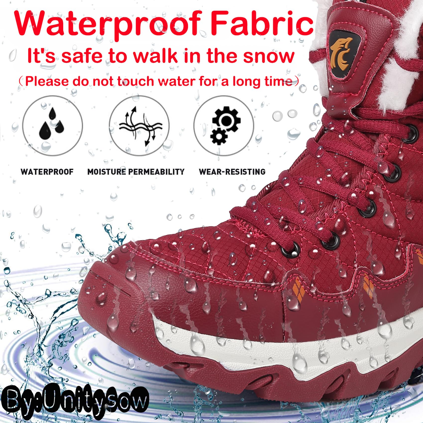 Unitysow Stivali da Neve Uomo Donna Caldi Pelliccia Stivali da Invernali Outdoor Impermeabili Scarpe da Neve Casual Stringate Stivaletti Scarpe da Inverno