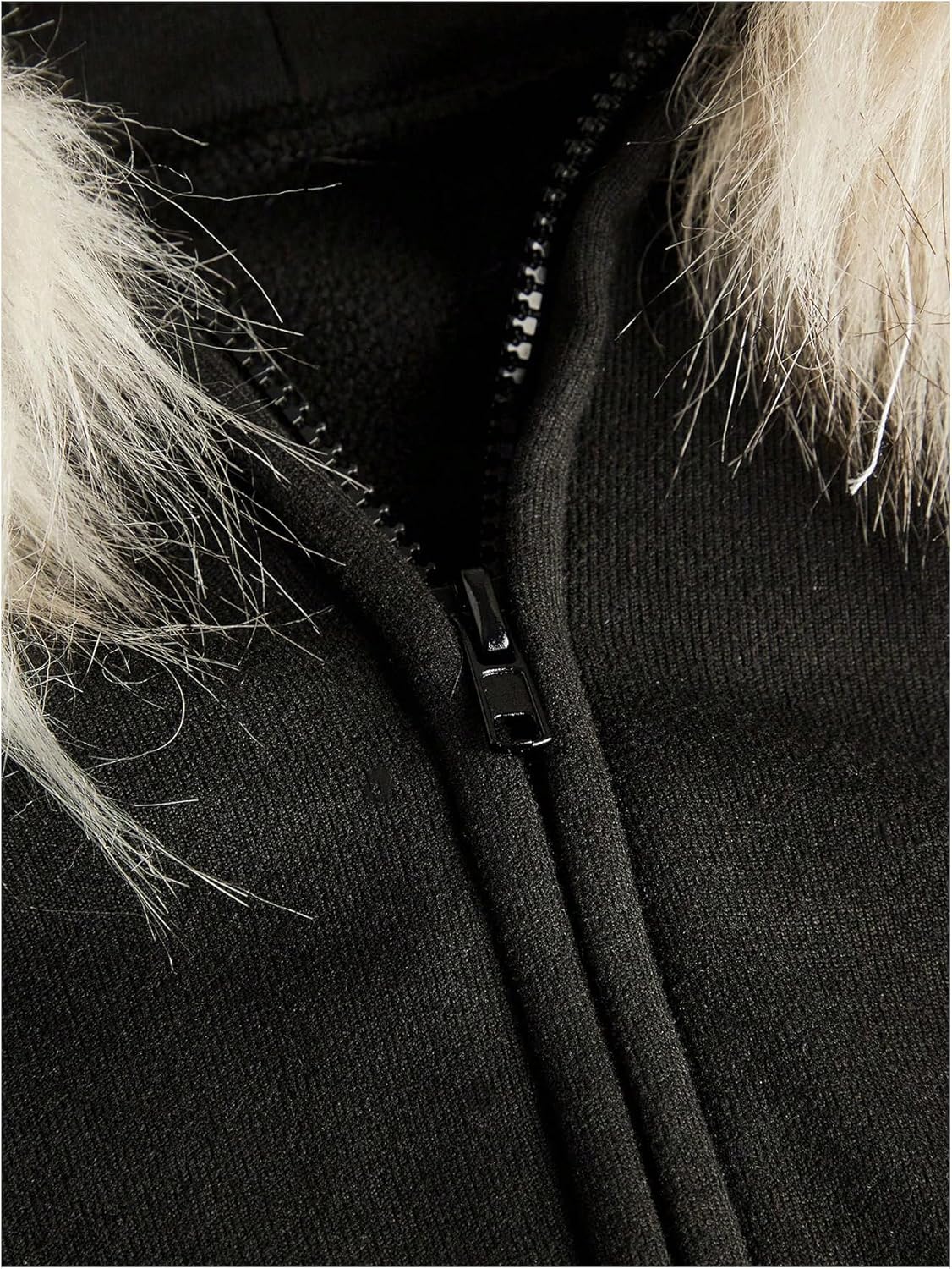 WDIRARA Women's Fuzzy Zip Up Hooded Jacket Faux Fur Long Sleeve Hoodie Sweatshirt - Image 2