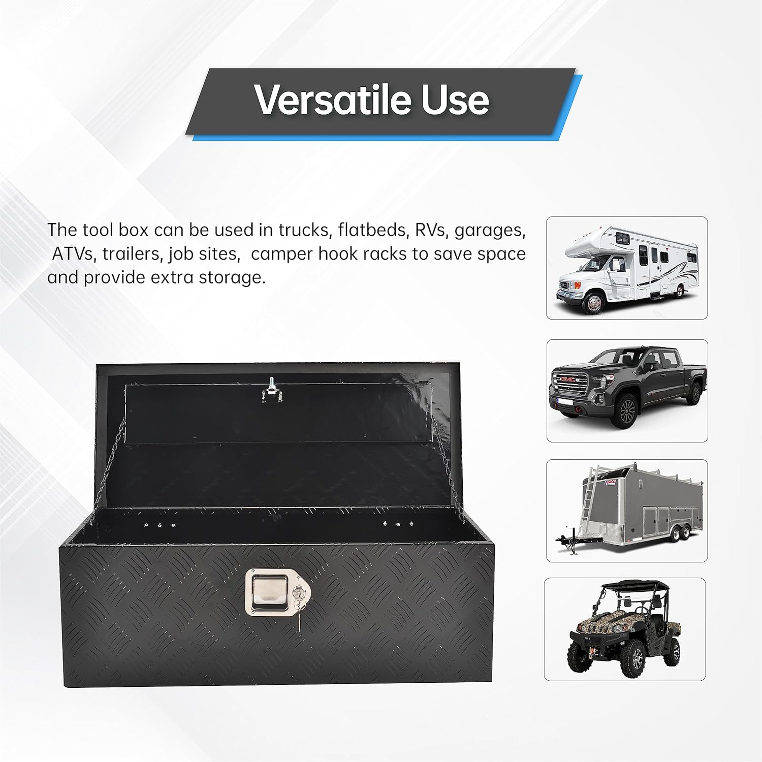 30 Inch Truck Tool Box, Aluminum Heavy Duty Tool Box For Truck With G Lock, 30’’x13’’x10’’,Black