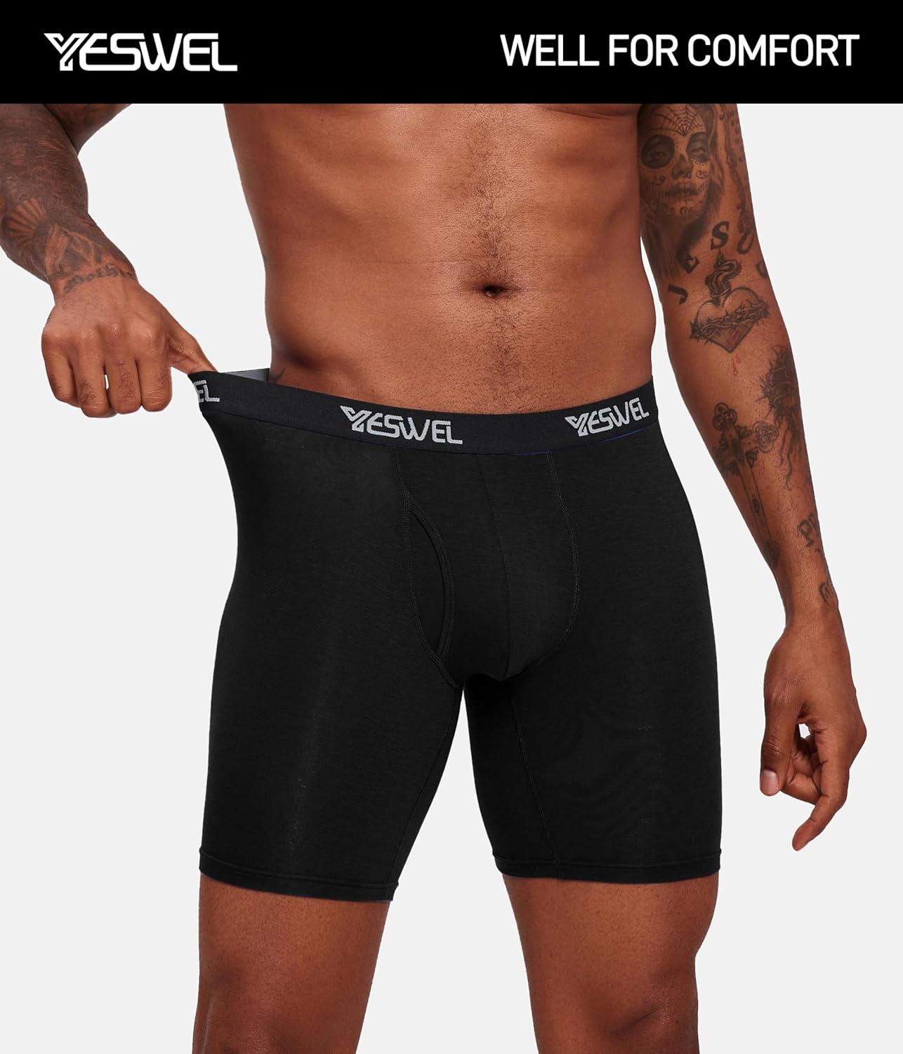 Men's Underwear Boxer Briefs, Cool Viscose Made from Bamboo, Moisture Wicking Breathable Soft Comfort Pouch 4 Pack - Image 6