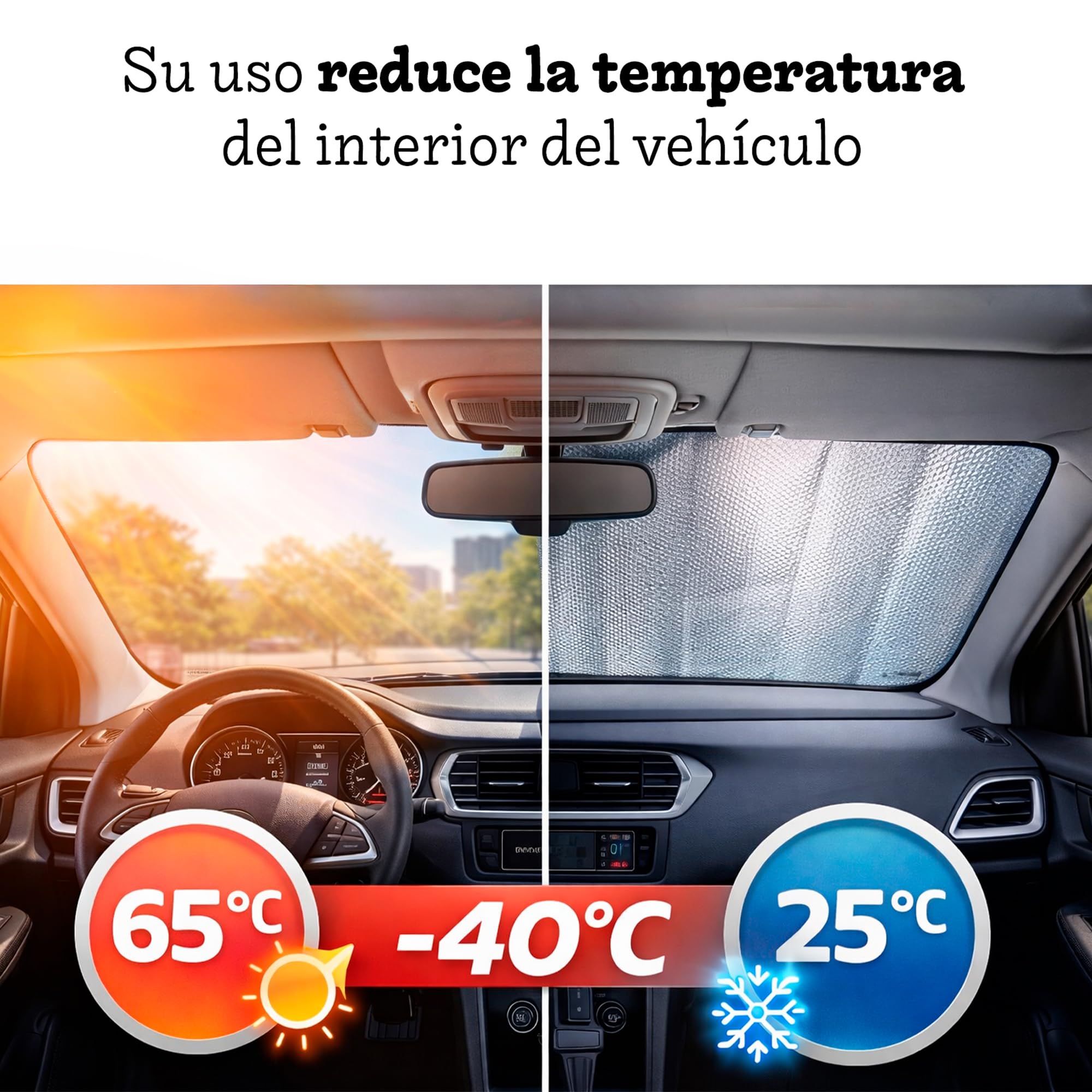 Parasol Coche Delantero Plegable Universal 140x80 cm Protector Solar Parabrisas Protección UV