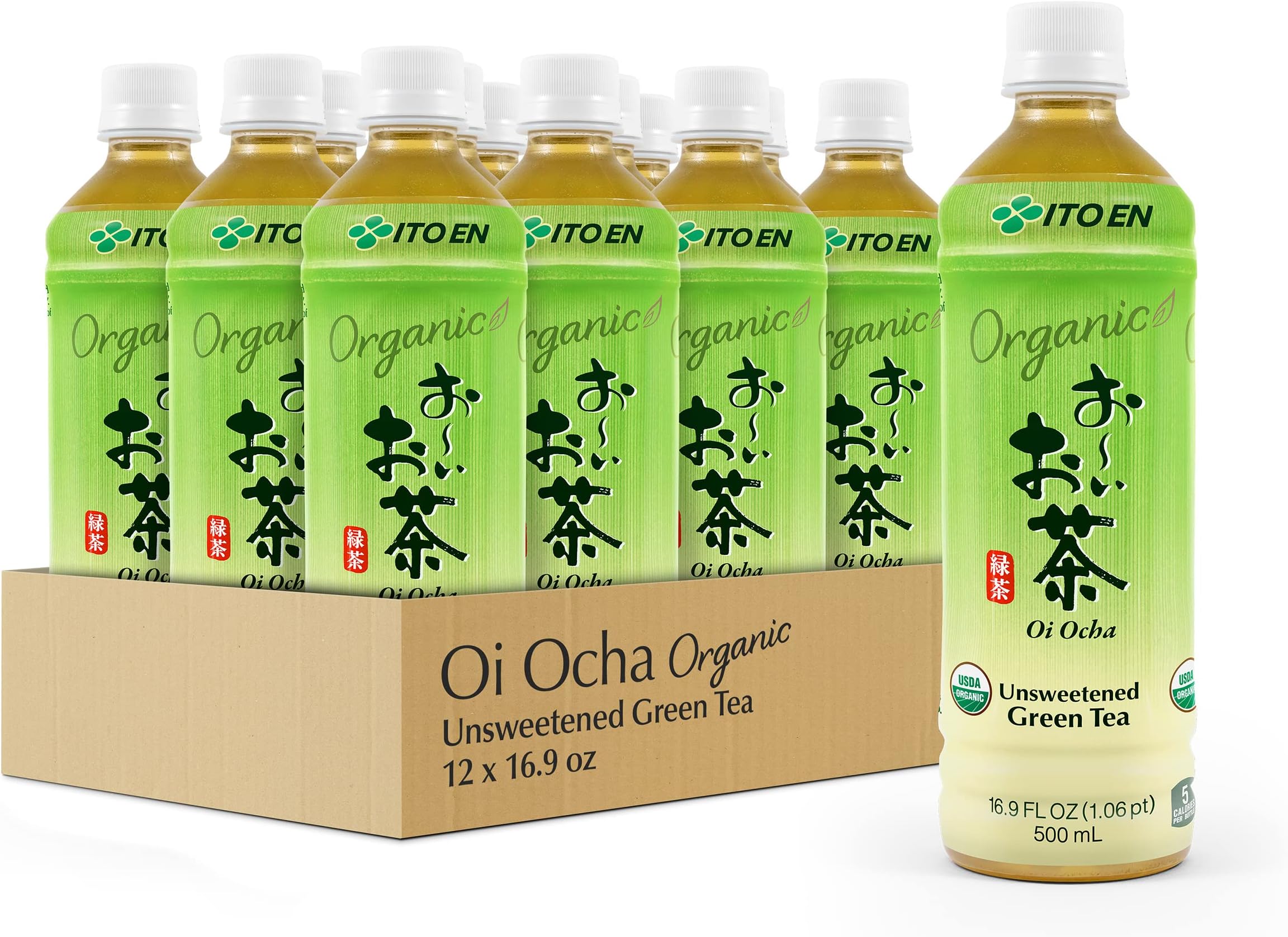 Organic Oi Ocha Unsweetened Green Tea, 16.9 Ounce (Pack of 12), Zero Calories