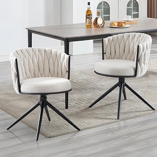 BFZ Juego de 2 sillas de comedor de terciopelo, sillas de comedor tapizadas giratorias con respaldo copetudo, sillas de cocina modernas, sillas