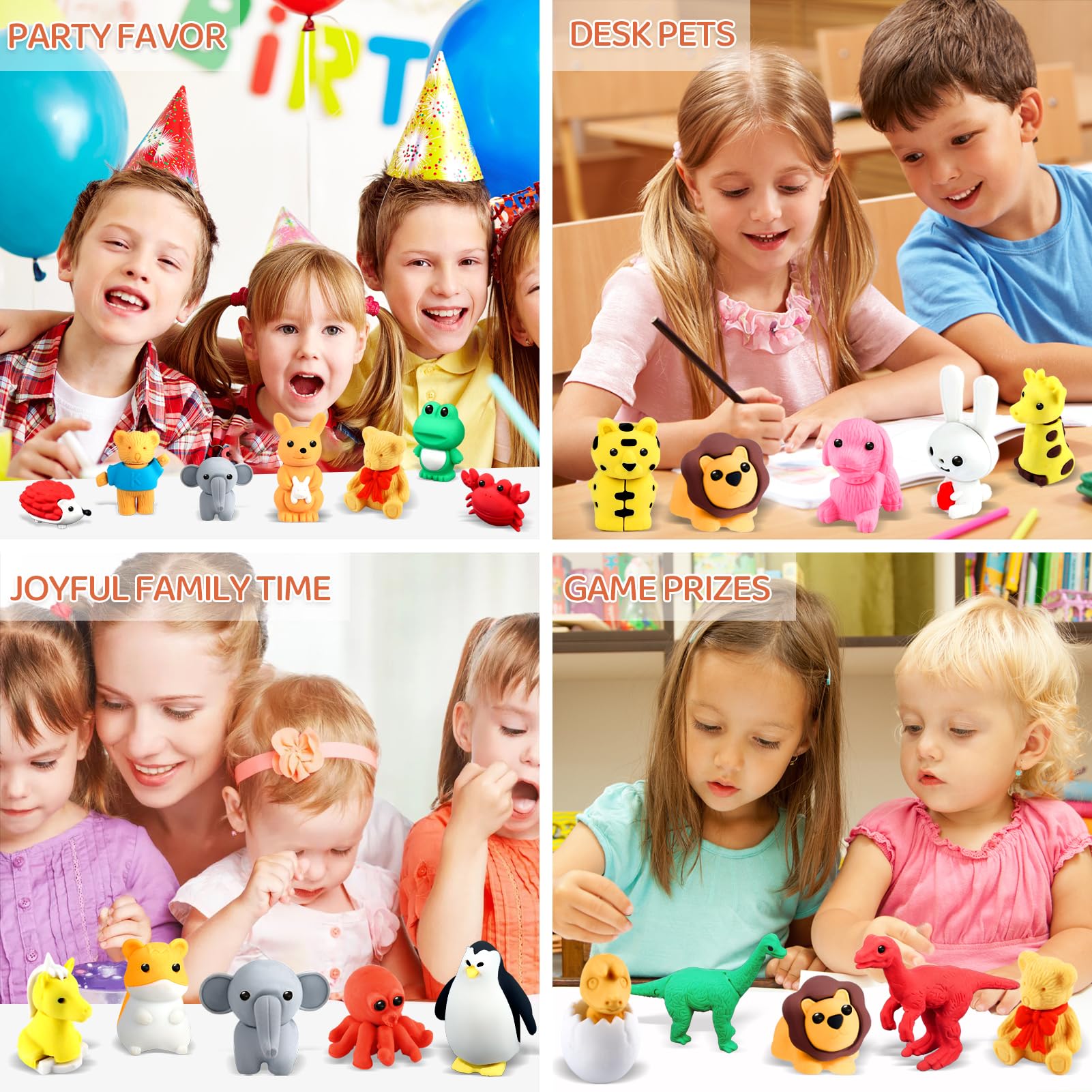 60 Piezas Gomas De Borrar Con Forma De Animales – Mascotas De Escritorio Para Niños – Rompecabezas Y Regalos Escolares