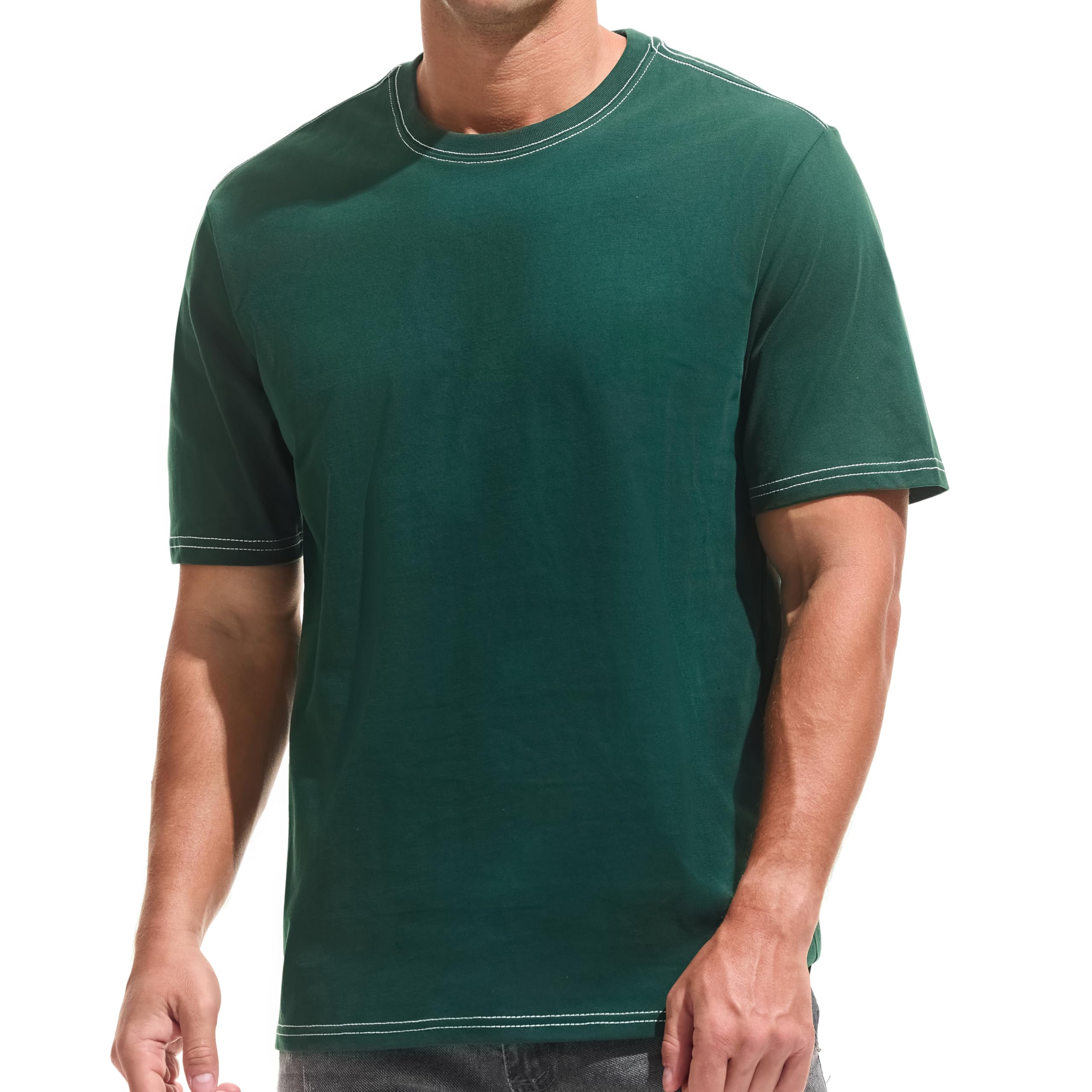 Herren 100% Baumwolle 250GSM Heavyweight T-Shirt – Dickes,Angerauter Stoff, weich & bequem. Mit Kontrastnähten.
