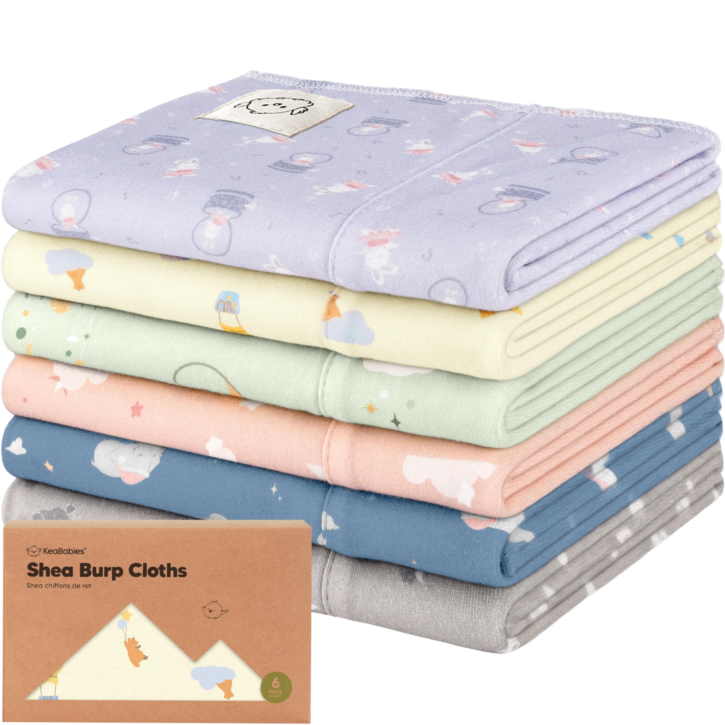Organic Burp Cloths Baby Boy, Girl - 6-Pack Large 100% Cotton Burping Cloths for Babies, Spit Up Rags, Super Absorbent, Ultra Soft Newborn Rag, Gender