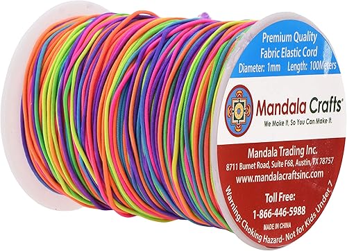 Miniatura 2 de Mandala Crafts Cordón elástico arcoíris de 0.039 in para hacer joyas, cuerda elástica redonda de 109 yardas para hacer pulseras, cuerda elástica