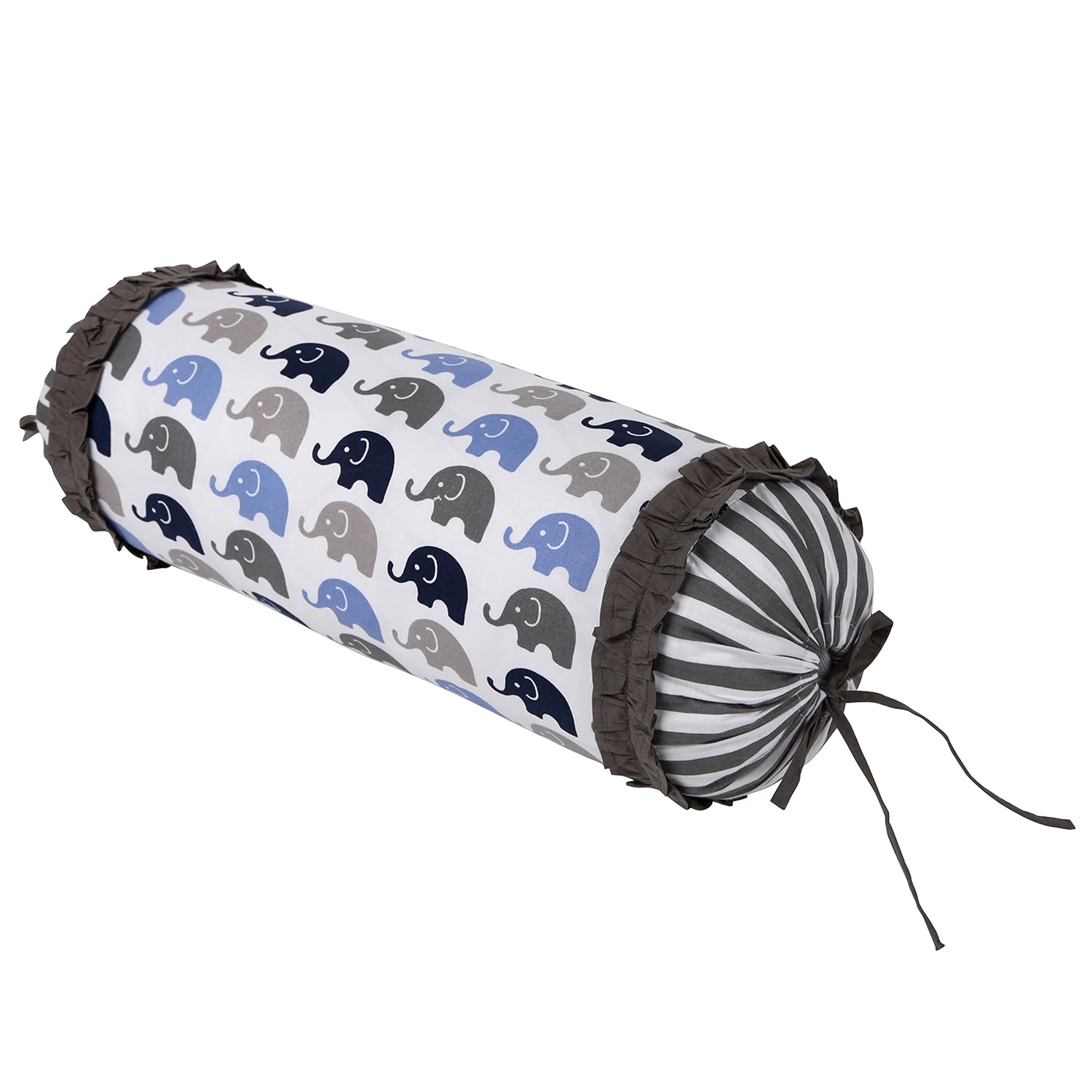 Bacati - Elephants Blue/Grey Neck Roll Decorative Pillow