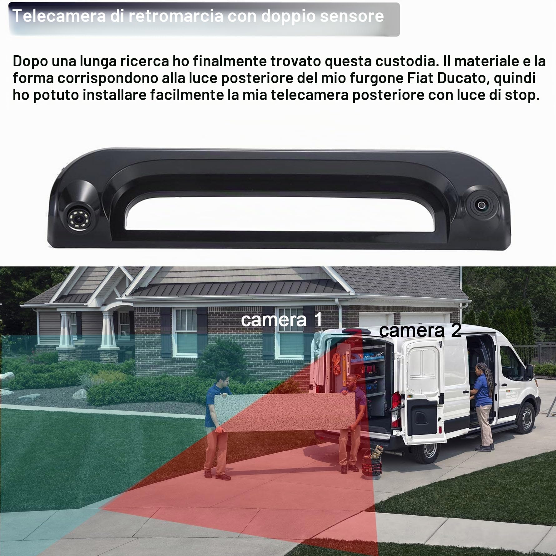 Telecamera posteriore super grandangolare HD doppia telecamera di parcheggio per Citroen Jumper/Fiat Ducato E-Ducato Maxi Van L3H2/VAN WEZEL/Opel Movano/Peugeot Boxer