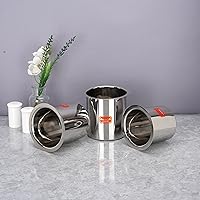 Vista 6 de Sumeet Ganj de acero inoxidable/caldera de leche/olla de leche/tapeli largo juego de 3 piezas (13.5 fl oz, 18.6 fl oz, 25.4 fl oz), plata