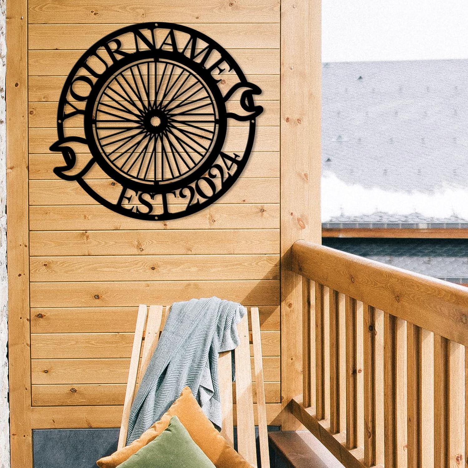 Custom Bicycle Metal Name Signs,Funny Cycling Bicycle Metal Name Sign,Personalized Bicycle Shed Signs,Black Bicycle Metal Wall Art,Letter Wall Decor,Last Name Sign,Family Home Outdoor Metal Signs (Style I)