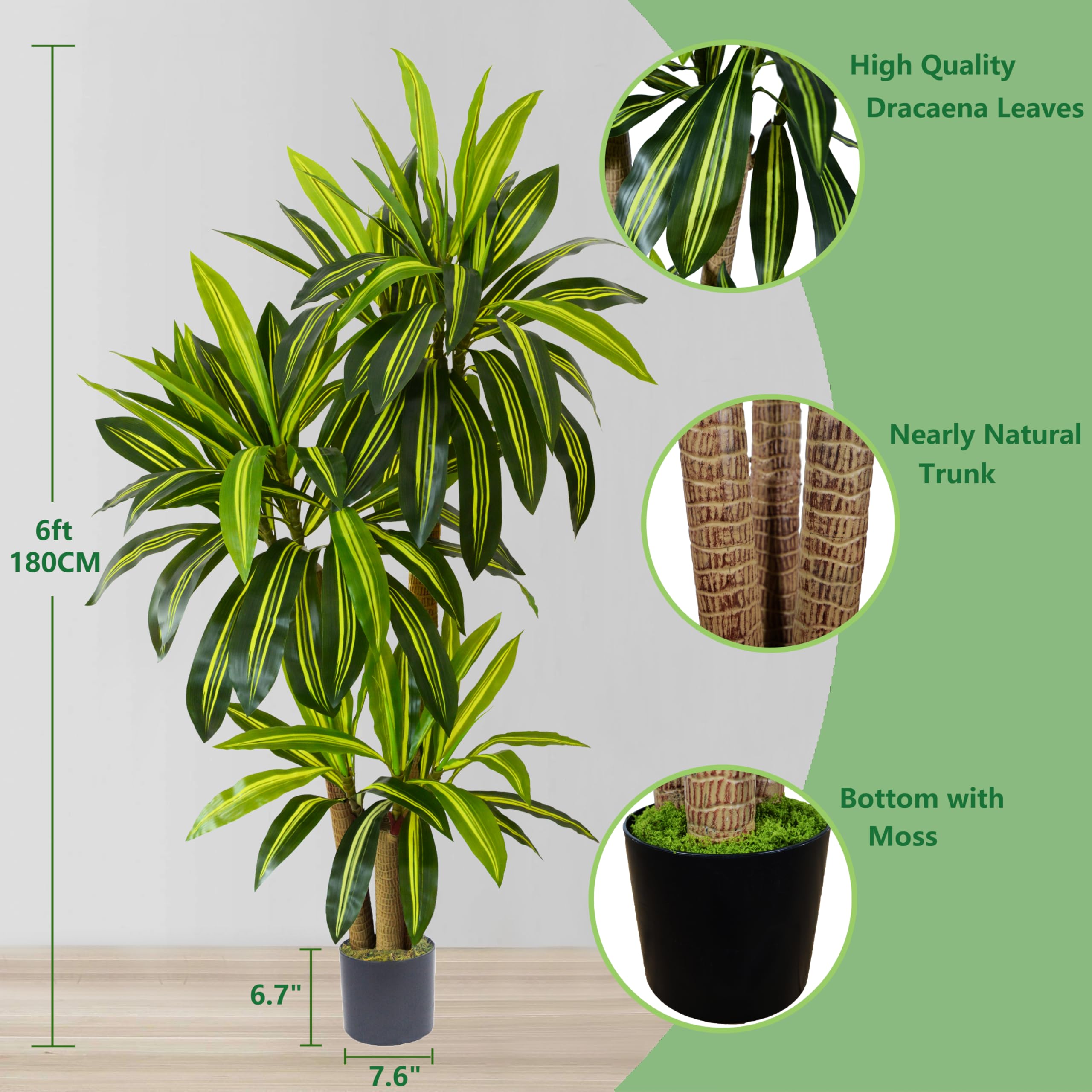 Amazon.com: Warmplants Artificial Dracaena Tree, 6ft Tall Fake Dracaena  Plant with Basket, Indoor Outdoor Faux Topiary Yucca Trees for Office Home  Living Room Porch Patio Dcor : Home & Kitchen