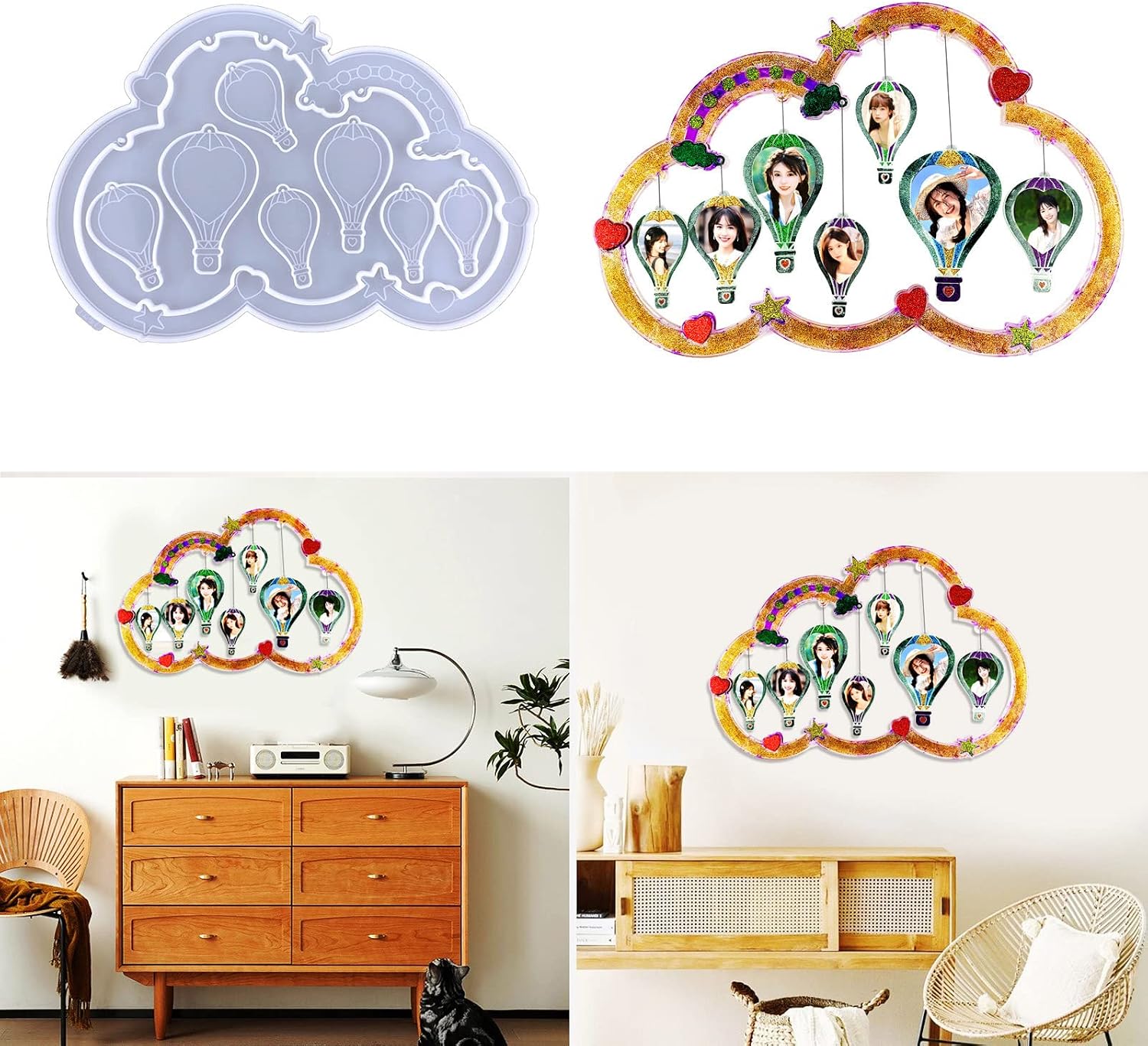Hot Air Balloon Photo Frame Mold Epoxy Glue Silicone Mold Table Soft Ceramic Plaster Ornament Pendant Home Decoration