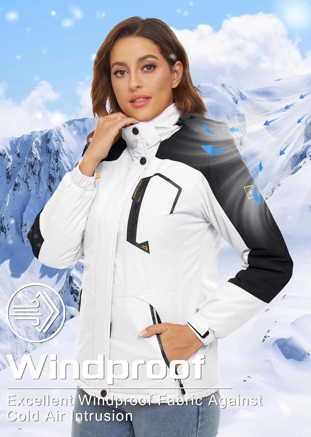 TACVASEN Women's Winter Jacket Waterproof Ski Jackets Snow Coat Warm Fleece Rain Jacket with Hood Windbreaker - Image 2