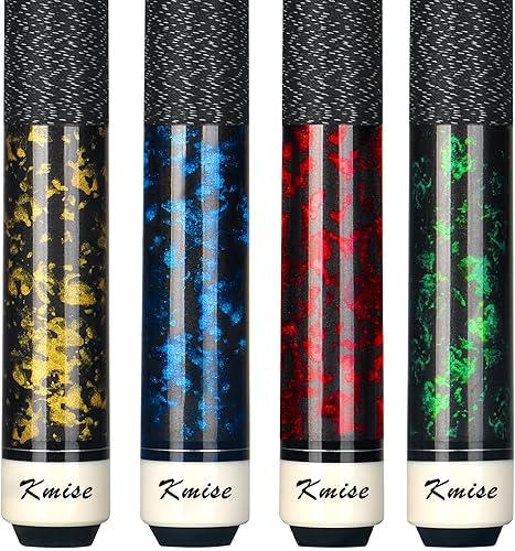 Kmise Juego de palos de billar, arce canadiense de 58 pulgadas, 18, 19, 20, 21 onzas, 0.512 in, puntas de alambre de lino irlandés, 4 colores