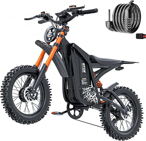 Miniatura 10 de Motocicleta eléctrica para adultos y adolescentes, motor de pico de 3000 W, 36 MPH, 100 millas, batería de 48 V/25 Ah, pendiente de 45°, frenos Negro