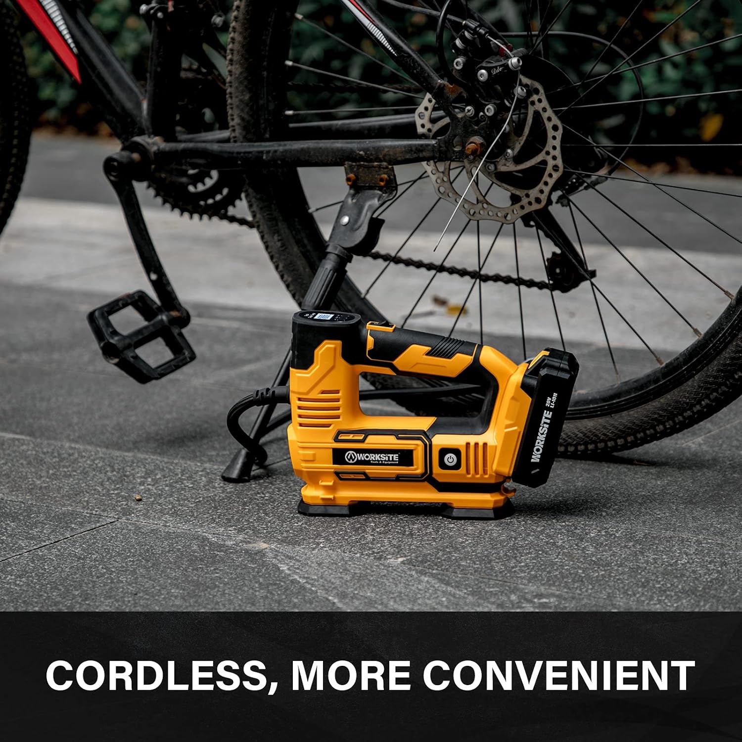 Crazy Deals WORKSITE Tire Inflator Air Compressor Portable, 20V Cordless Tire Pump 150 PSI with Digital Pressure Gauge, Rechargeable Li-ion Battery and 12V Car Power Adapter