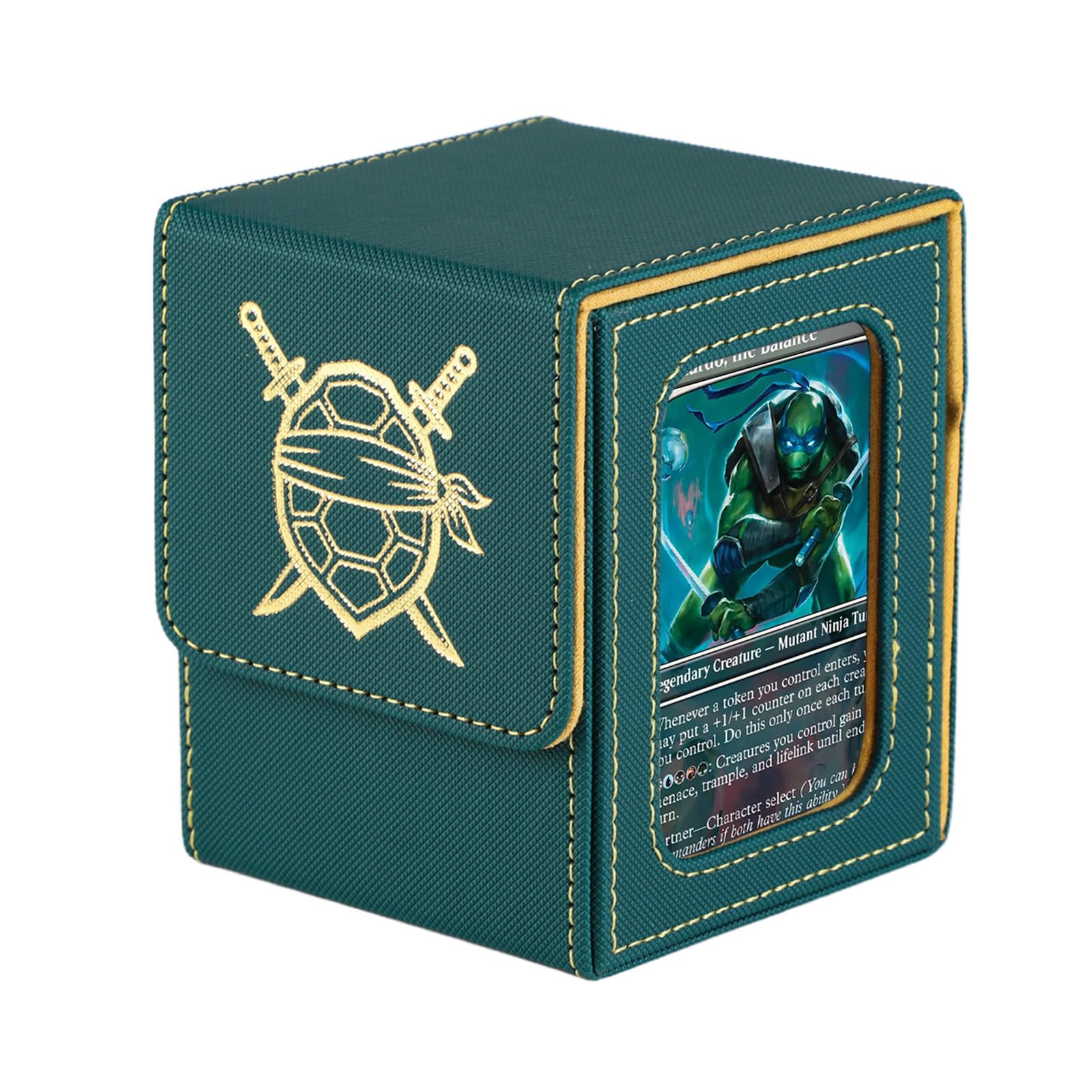 Ninjia Commander Deck Box for MTG with dual display windows,Green Gold โ image 1