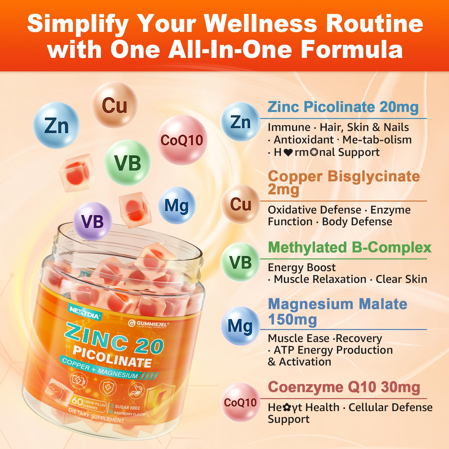 Zinc Picolinate Gummies Copper Bisglycinate Supplements for Women Men, 60Ct — Amazon image 4