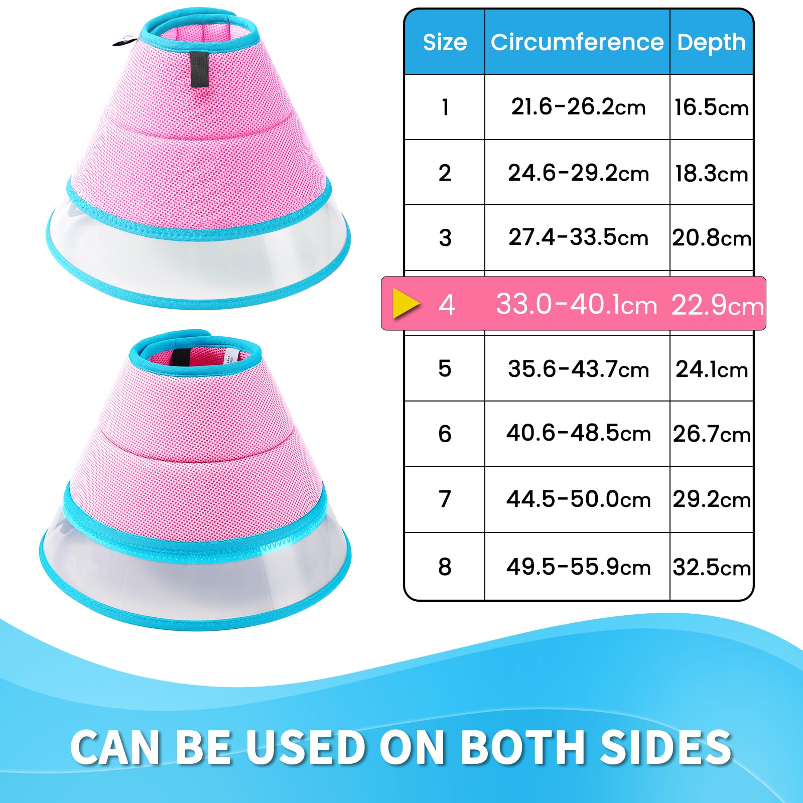 Collare Elisabettiano Cane Morbido, Collare Protettivo per Cani e Gatti, Collare a Cono Traspirante per Cani, Protettivo per Recupero Postoperatorio, Collare Anti Morso o Leccato (Pink, Size 4)
