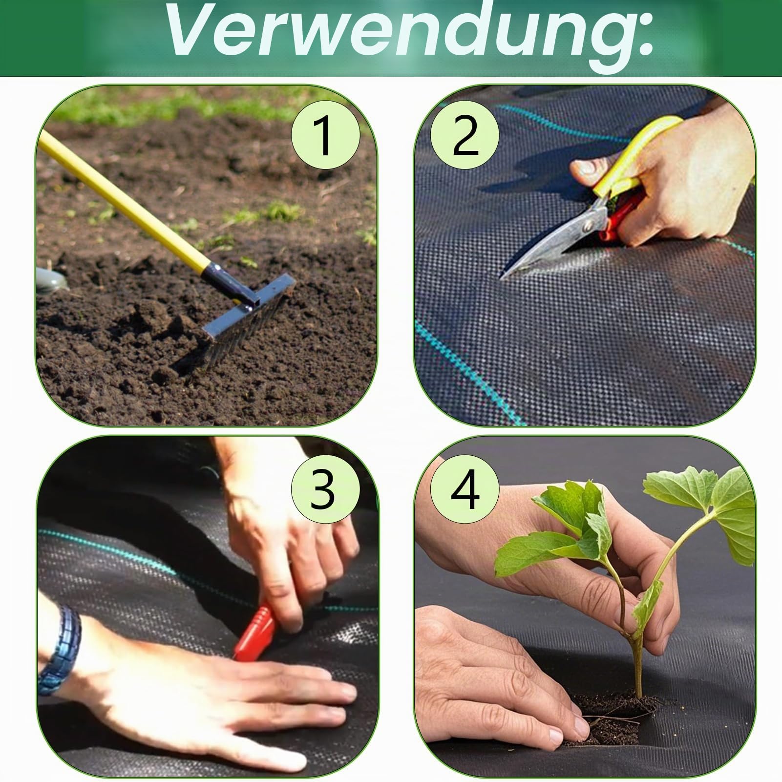 5m x 5m Unkrautvlies Gartenvlies für Garten Wasserdurchlässig Unkrautfolie gegen Unkraut 90g/m² Unkrautflies Reißfestes Unkrautgewebe Hohe UV-Stabilisierung (5m x 5m = 25m²)