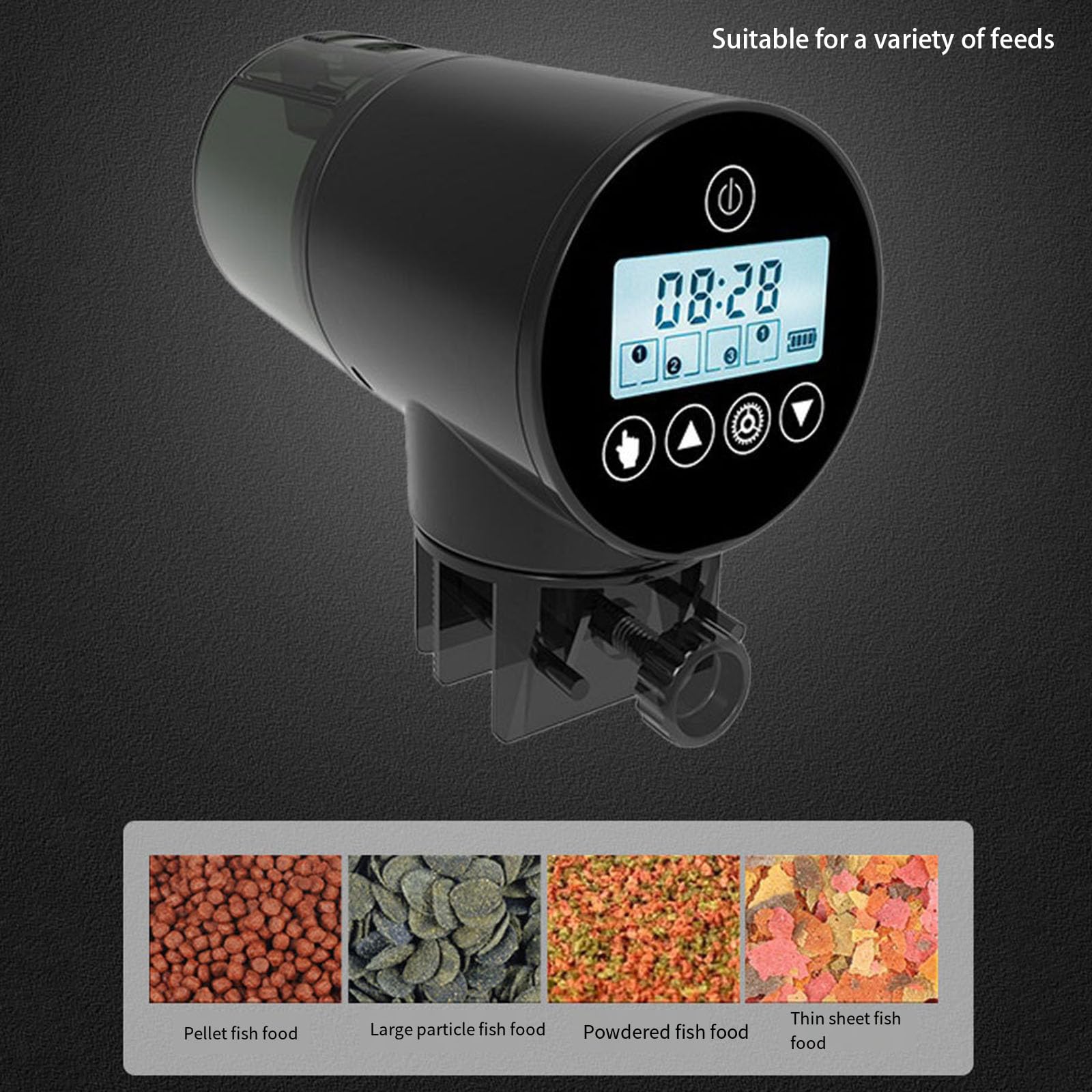 Aquariums Rechargeables Minuteries Automatiques Régulables pour les Vacances avec Distributeur de Nourriture 200 ml