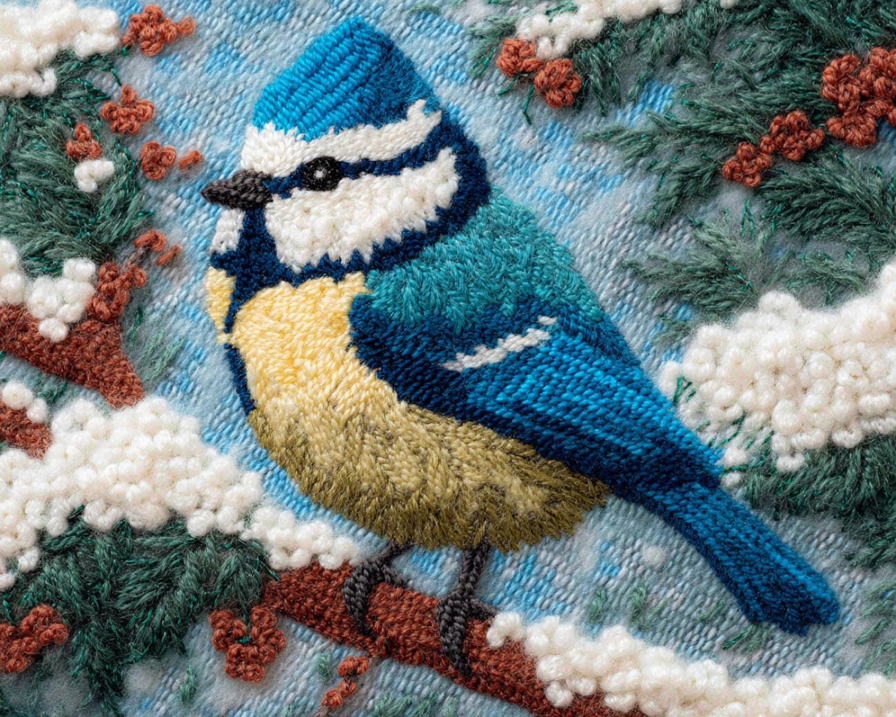 AMBATTERY Carpet Latch Hook Kit Birds in the Snow 90x120cm