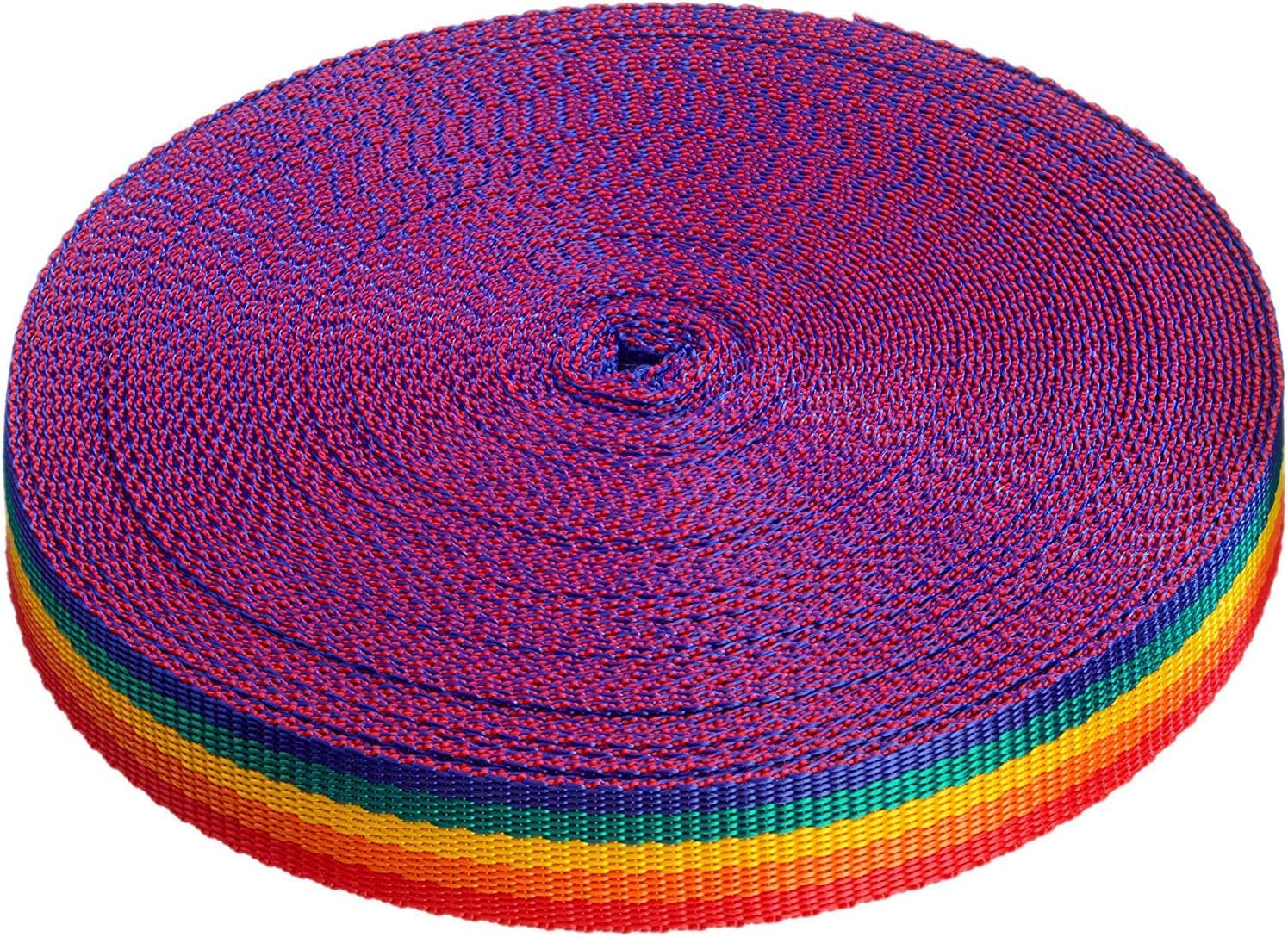 Direct Manufacturing 25mm x 50m Webbing Roll Polypropylene for DIY, Straps, Harnesses, Lashing and more | 970lb / 440kg breaking strain | Made in UK (Rainbow, 50)