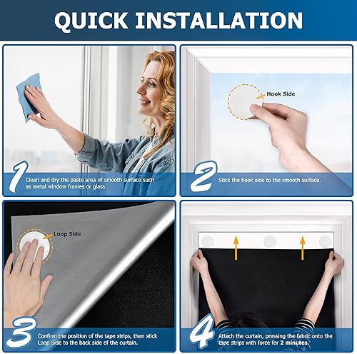 Miniatura 6 de LazBlinds Cortina opaca portátil, cortinas opacas de viaje, cubierta de ventana ajustable y extraíble, persianas temporales para guardería o