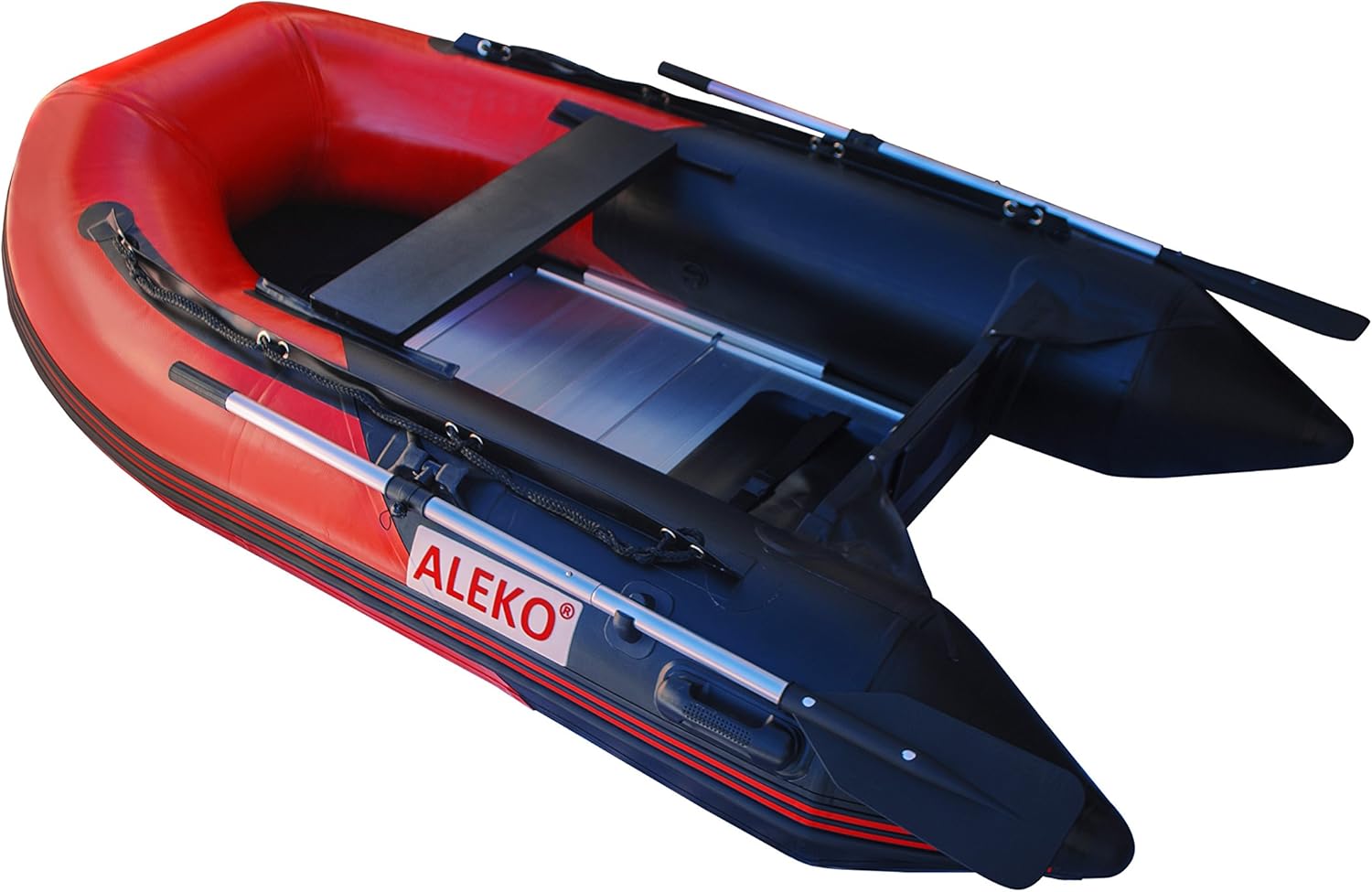 ALEKO Inflatable Boats Heavy Duty Raft Fishing Boat Dinghy (250, Aluminum Deck, Red and Black)
