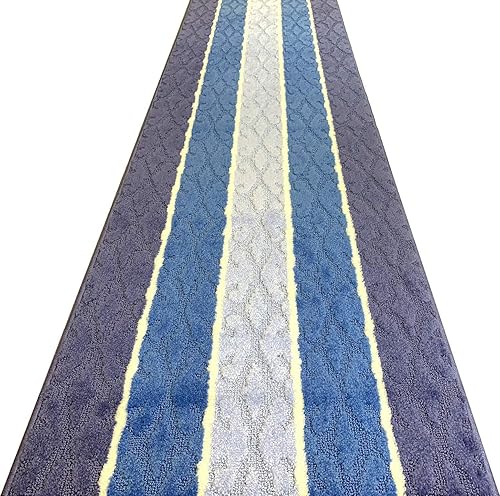 Miniatura 4 de Alfombra de pasillo de longitud personalizada, antideslizante, 26 pulgadas de ancho x tu elección de longitud, azul damasco, 26 pulgadas x 3 pies,