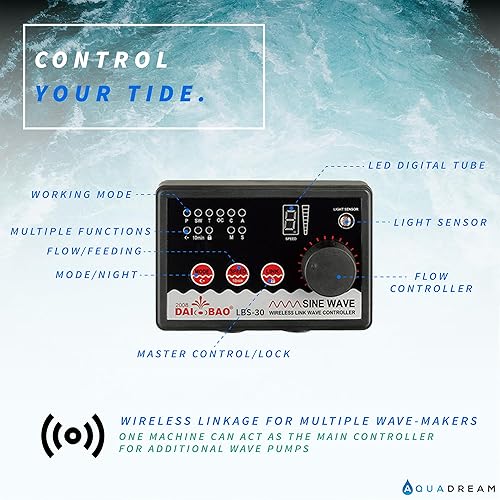 Miniatura 4 de Bomba de onda de hélice de 2400 GPH 24V - Bomba de circulación de onda sinusoidal silenciosa ECO con controlador digital para acuarios marinos y de