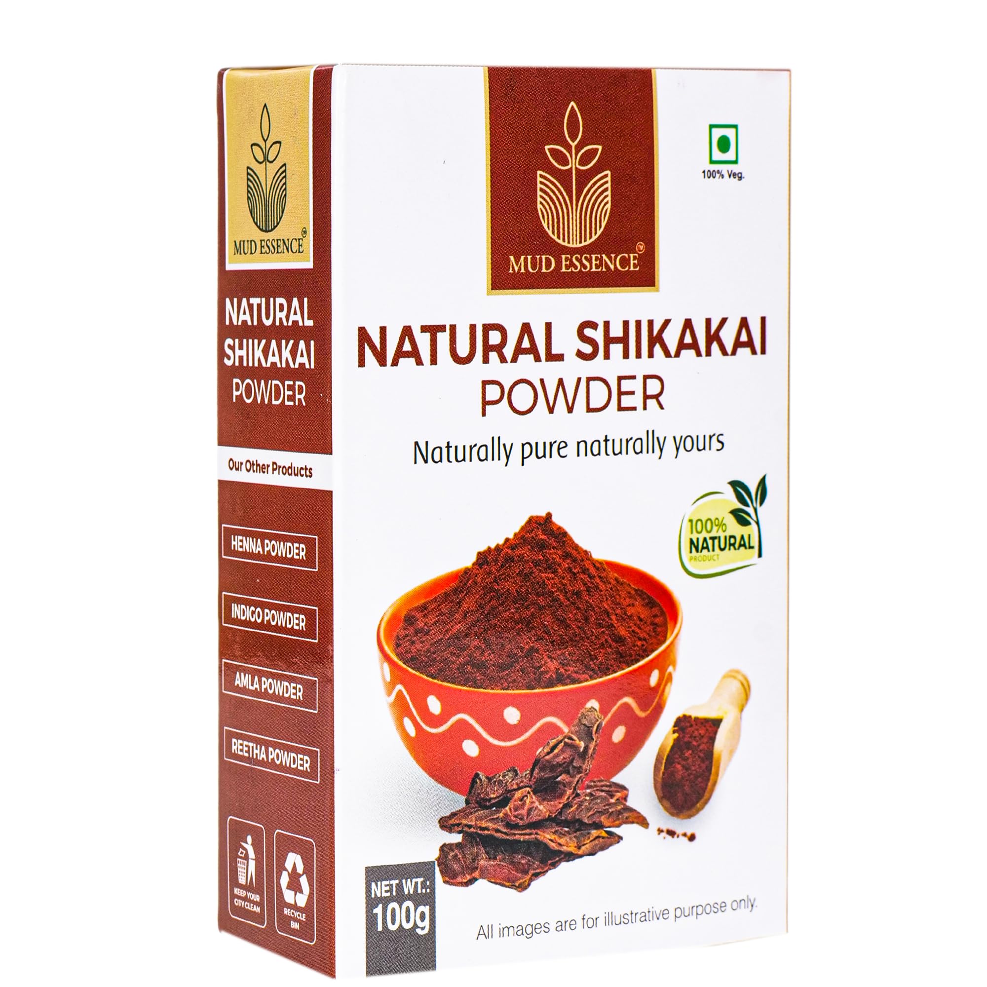 Mud Essence Shikakai Powder for Hair Nourishment, Natural Clensor for Men and Women 100gram