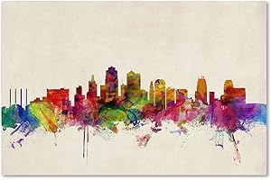 Kansas City Skyline Wall Art Canvas by Michael Tompsett