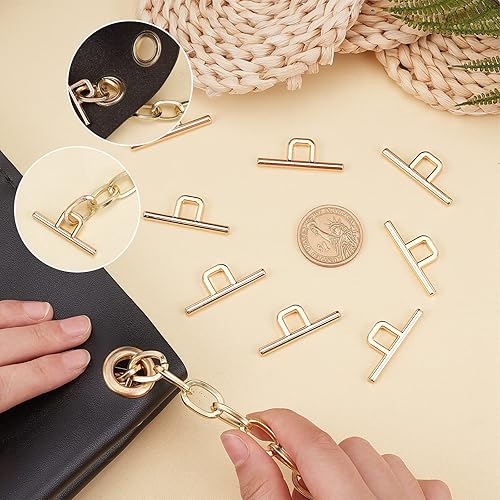 Miniatura 2 de WADORN 10 cierres de palanca de metal, conectores de cierre de barra en T cuadrada de aleación, cierres de joyería dorados, hebilla de bolsa para