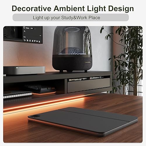 Miniatura 7 de BANTI Escritorio eléctrico de pie de 48 x 26 pulgadas con soporte para monitor, mesa de altura ajustable con tiras LED, muebles ergonómicos de