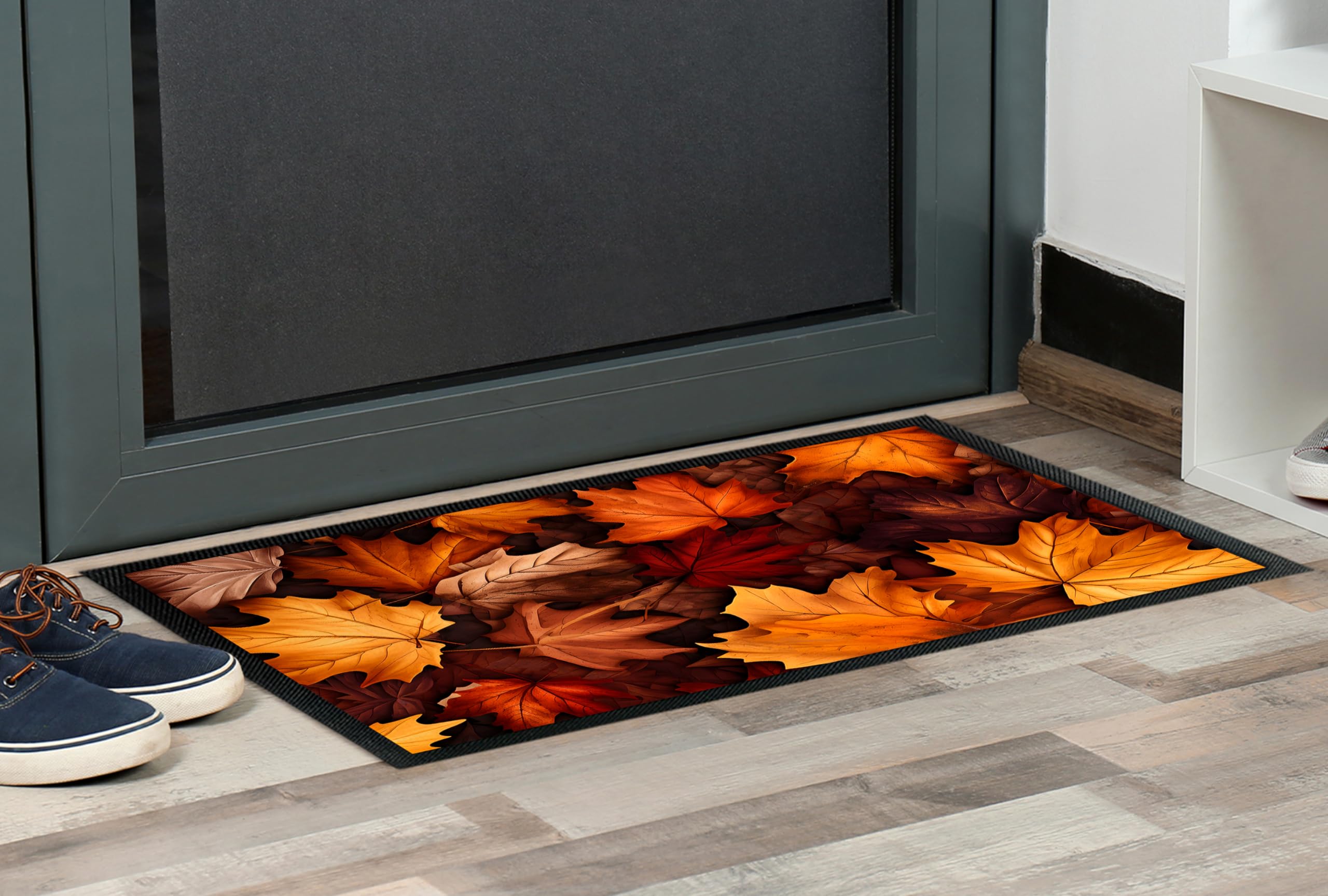 True Statements Deko-Fußmatte „Goldener Herbst“ mit Herbstblätter-Motiv - für Innen & Außen – rutschfest - Geschenk für Freunde und Familie zum Geburtstag Halloween Herbstfest (90x60 cm)