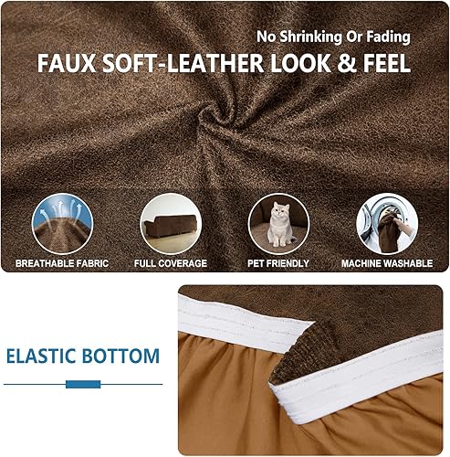 Miniatura 4 de Fundas para sofá modular, funda de cuero para sofá con aspecto de L, 2 piezas, funda elástica suave para sofá seccional, protector de muebles