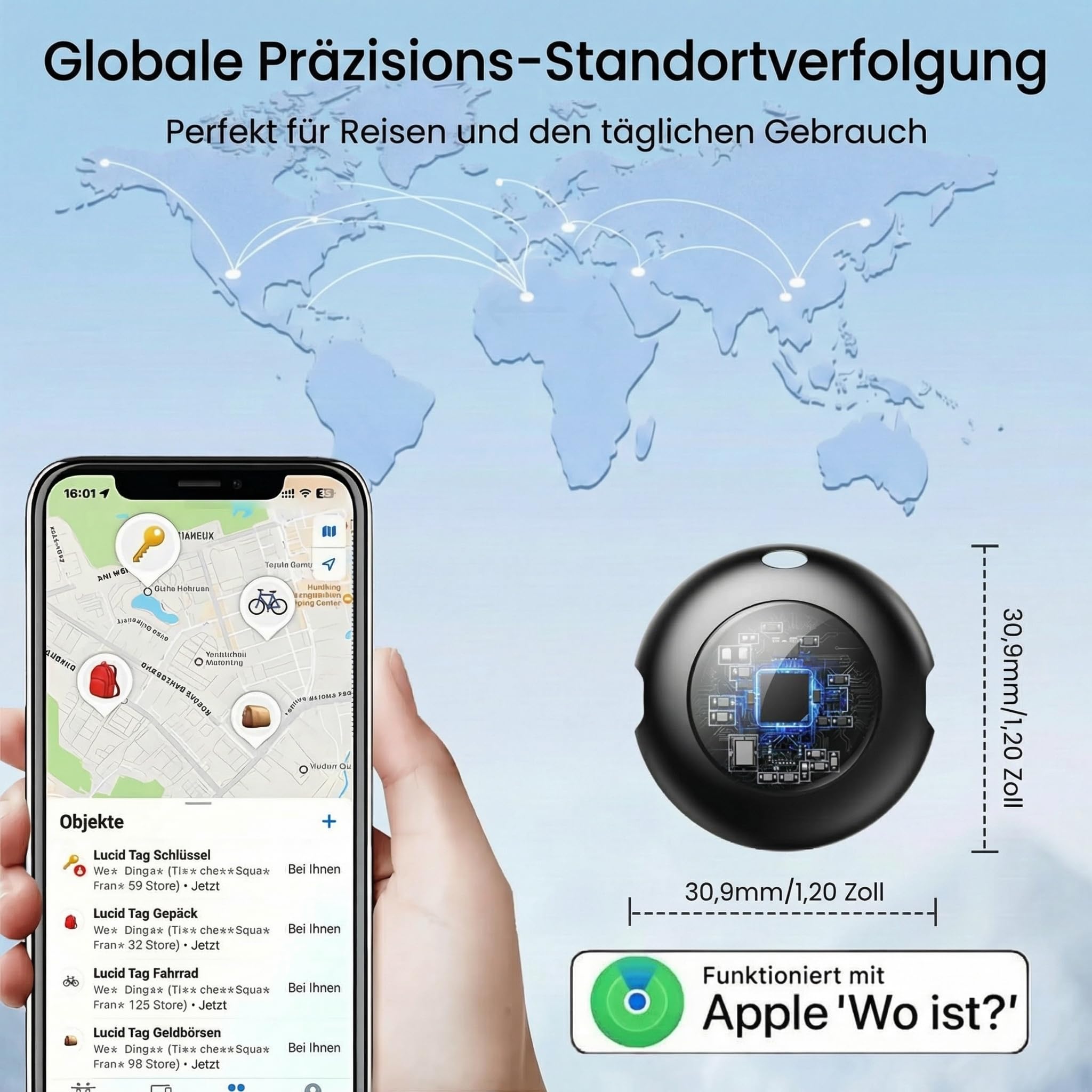 2026 Smart Tag Localizador Llaves[Certificado MFi]Compatible Apple Buscar(Solo iOS)Air Rastreador Bluetooth IP67 Buscador Equipaje Maletas Niños Perro Billetera Mascota Bateria Reemplazable 2 Unidades — view 6