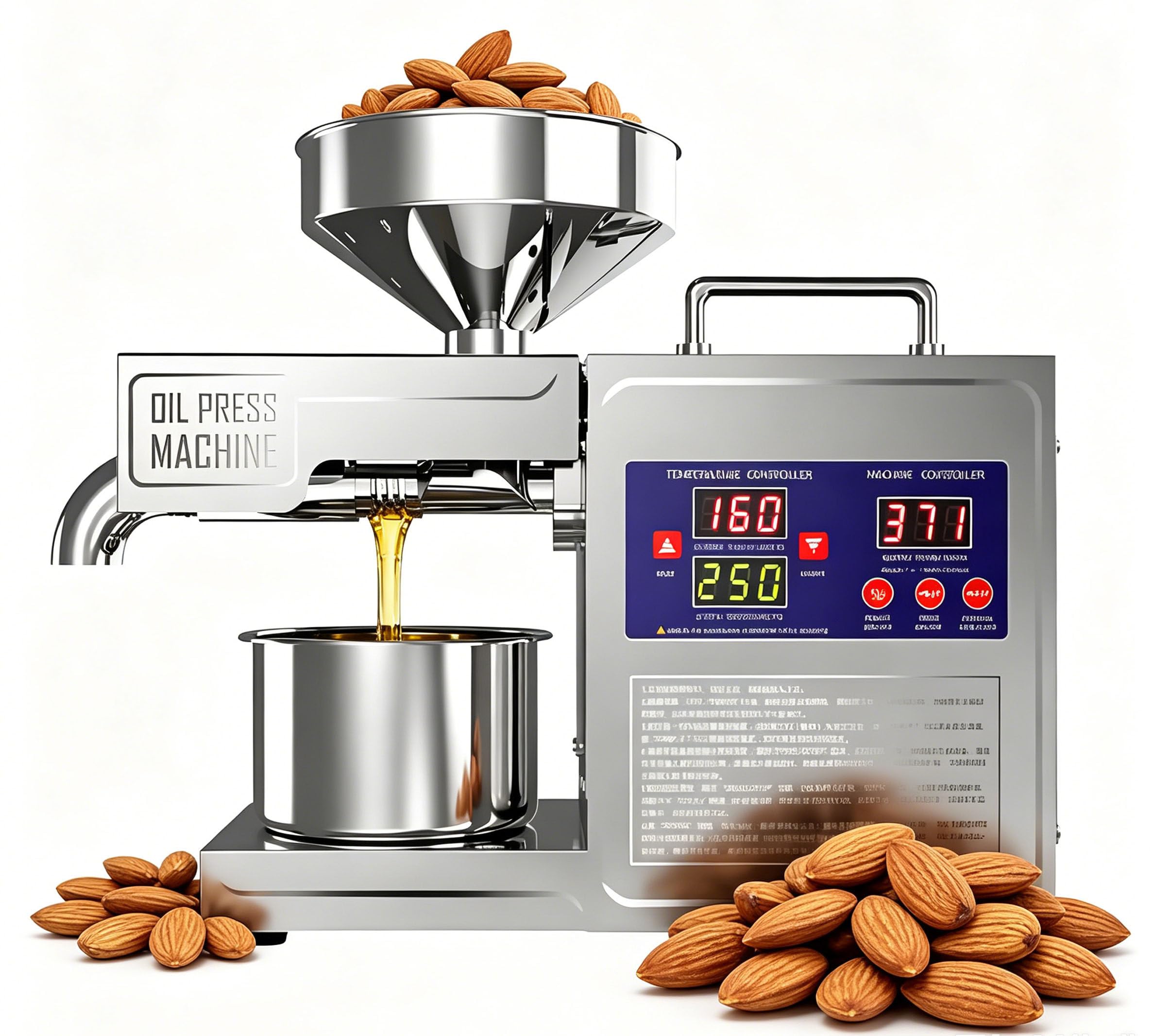 DUMIPME Home Oil Press Machine, Cold Press Oil Extractor, Stainless Steel Oil Expeller with Adjustable Temperature Control for Peanut, Sunflower, Sesame